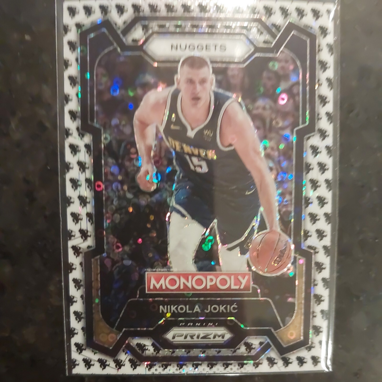 2023-24 Monopoly Prizm Nikola Jokic Black & White B&W Running Man Prizm SSP #1