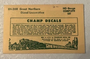 Champ HO Decal set EH-200 Great Northern Diesel Locomotive - Picture 1 of 2