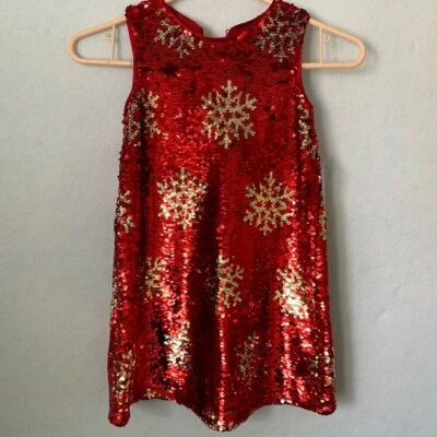 Cat & Jack Reversible Sequin Snowflake Dress, Size Small - 6/6x - Image 1 of 4