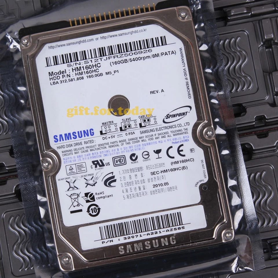 For SAMSUNG 160 GB 5400 RPM IDE 2.5" (HM160HC) Internal Hard Drive HDD - Image 1 of 1