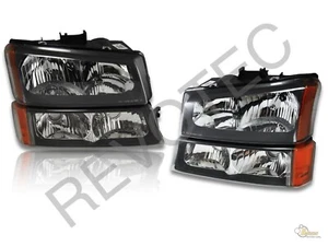 Black 03-06 Chevrolet Silverado 1500 2500 3500 Headlights Bumper Signal Lamps - Bild 1 von 8