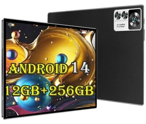 2025 NEW Tablet Android 14 PC 12GB+256GB Tablets 10.1 In 8000mAh 1920X1200 Pad - Picture 1 of 15