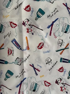 Dental Teeth Smile Cotton Fabric 32" x 2 yards NEW - Picture 1 of 1