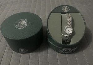 Citizen Eco-Drive Ladies Quartz Watch Silver Tone White Face Brand New In Box - Picture 1 of 9