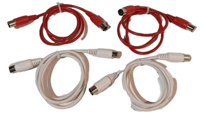 MIDI Cables 3 ft Male to Male 5 Pin DIN Plugs 4 Pack Lot Red  / White - Image 1 of 3
