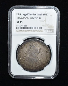 1806 Mexico 8 Reales Silver Coin - NGC XF 45 - Picture 1 of 4