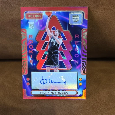 FILIP PETRUSEV 2023-24 Rookie Recon Signatures Red /99 AUTO Rookie RC. Kings - Image 1 of 3