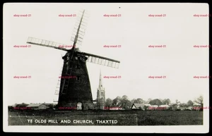 Antigua postal con foto real de THAXTED Ye Olde Mill & Church Essex - Imagen 1 de 2