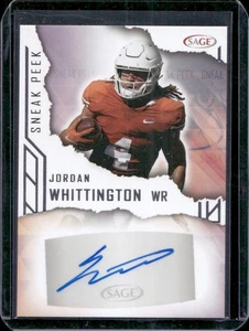 Jordan Whittington 2023 Sage Sneak Peek Silver Auto Autograph Rookie Rc - Picture 1 of 2