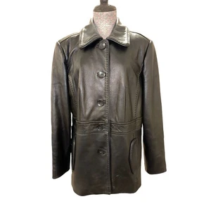 Preston & York Echt Lammfell Leder Button Down Jacke Mantel Größe L - Bild 1 von 8