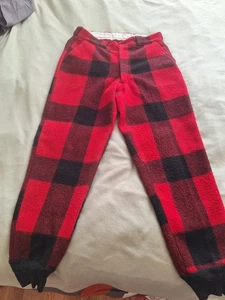 Vintage Wool Buffalo Plaid Hunting Pants Mens 34 36 Serval Zipper Lumberjack - Picture 1 of 11
