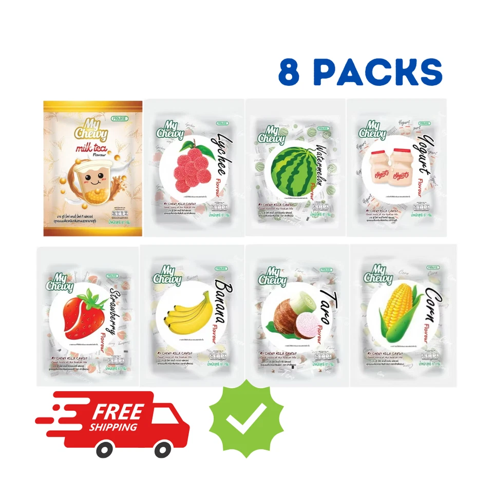 8 caramelos My Chewy Milk dulce fruta agria yogur sabor menta caramelo suave masticable 67 g Foto 1 de 1