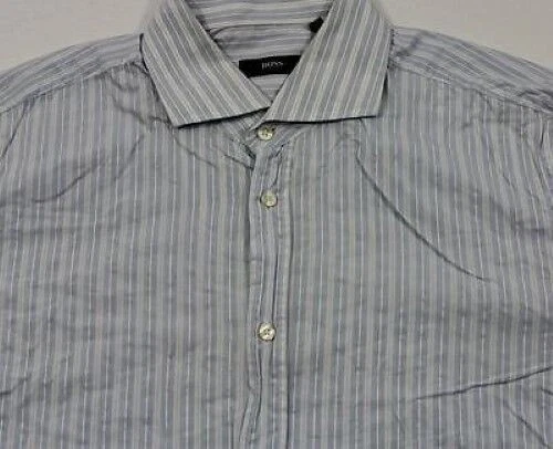 HUGO BOSS Camicia di Affari Celeste Bianco Strisce Lunghe Gr.42 come Nuovo # - Immagine 1 di 1