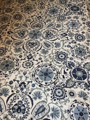 POTTERY BARN ADYA SUZANI BLUE FLORAL DUVET COVER LINEN BLEND FULL/QUEEN - Image 1 of 4