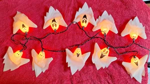 Ghost Mini Lights Black Wire 10 Set Halloween Display - Picture 1 of 4