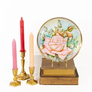 Hand-Painted Chinoiserie Rose Plate, Japanese Porcelain Plate 1972 Signed - Picture 1 of 10