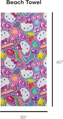 Toalha - Hello Kitty and Friends - Praia/banho de microfibra Cherry Summer 30x60 - Imagem 1 de 4