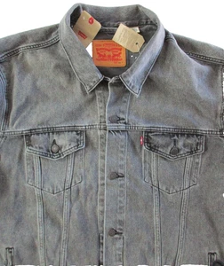Giacca camionista Levis denim nero grigio sfumato invecchiato uomo 3XL T nuova con etichette - Foto 1 di 15