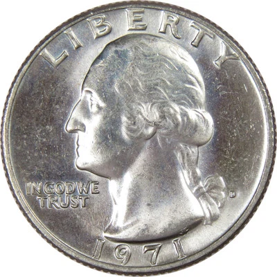 1971 D Washington Quarter BU Uncirculated Mint State 25c US Coin Collectible - Image 1 of 2