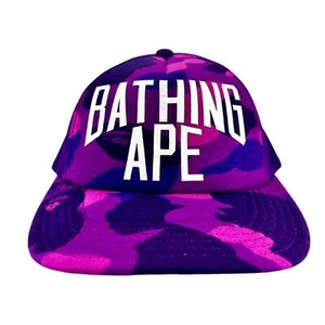 BAPE Bathing Ape Logo Trucker Hat Color Camo Purple (FW22) - Picture 1 of 8