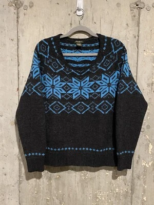 Suéter tejido copo de nieve invierno cuello redondo Eddie Bauer vintage años 90 para mujer XL Foto 1 de 4