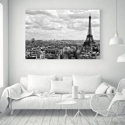 Eiffel Tower Black And White Nordic Art Paint Silk Canvas Poster Wall Decor A214 - Image 1 of 4