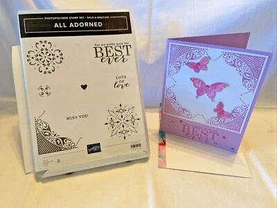 Stampin Up-Todo Adornado-Juego de 8 Tarjetas-Lote-Amor-Corazón-Geométrico-Te Miss-Mejor de todos los tiempos Foto 1 de 4
