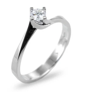 Anillo Solitario Valentino Oro Blanco 18kt. Diamante Natural Ct.0.26 Mujer - Imagen 1 de 5