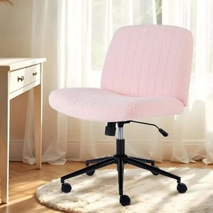 Criss Cross Chair with Wheels Armless Legged Office Desk Chair Ergonomic Pink - Picture 1 of 6