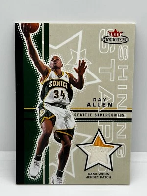 2003-04 Fleer Basketball Mystique Ray Allen GAME WORN JERSEY PATCH 61/75 - Image 1 of 2