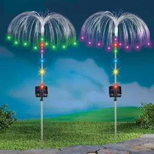 Set of 2 Solar Powered Color-Changing Dancing Flower Light Garden Stakes - Picture 1 of 1