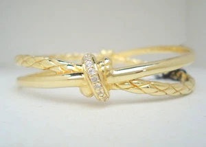 NEU $1400 Judith Ripka Kreuz Doppel Armband weißer Topas 14K Gold Silber - Bild 1 von 7