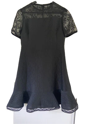 Carven Black Lace Flounce Dress Aline LBD 4 36 - Image 1 of 4