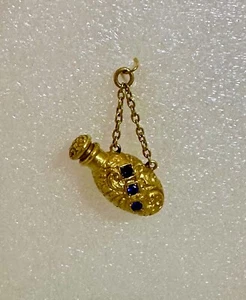 14K Gold Victorian Perfume Bottle Charm - Picture 1 of 5