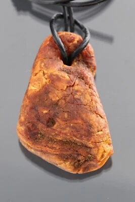 正品 Raw BALTIC AMBER 可调皮革弦护身符吊坠 11.4 克 240703-6 — 第 1/4 张图片