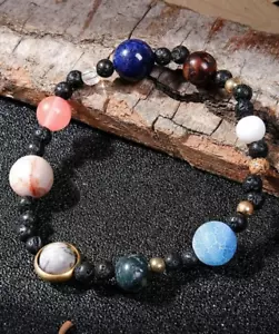 Cosmic Energy Bracelet Solar System Planets Chakra Healing Stones Galaxy Planets - Picture 1 of 5