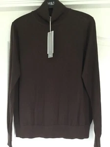 MARKS AND SPENCER RAISIN/BROWN EXTRA FINE MERINO WOOL JUMPER SIZE 22 BNWT - Picture 1 of 4