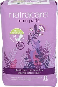 Natracare Maxi Style Regular Pads Organic & Natural Cotton Cover 14 ct Pack of 2 - Picture 1 of 6