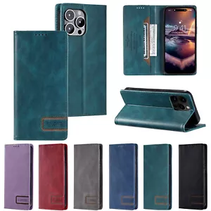 Flip Magnetic Leather Wallet Phone Case For iPhone 16 15 14 13 12 11 Pro Max XR - Picture 1 of 18