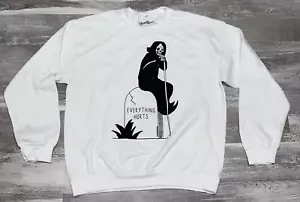 Threadless Darker Days Grim Reaper Graphic Sweatshirt "Everything Hurts" Men L - Picture 1 of 7