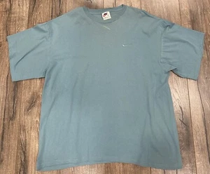 Vintage 90s Nike Teal Blue Green Essential Red Swoosh White Tag XL Shirt - Picture 1 of 6
