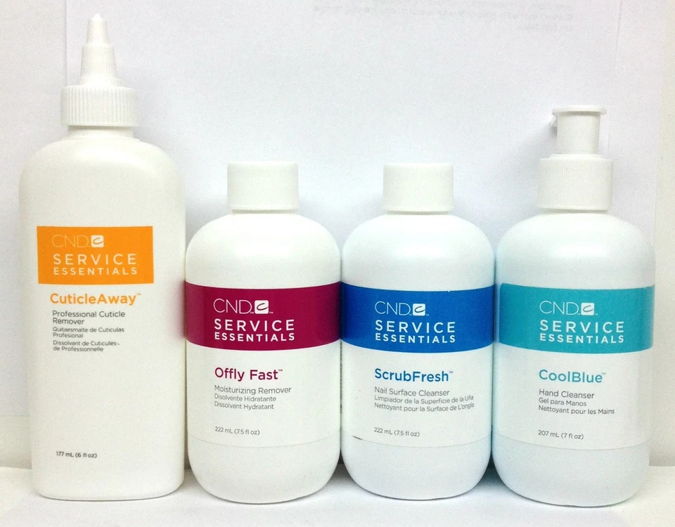 Nuevo Paquete Cnd Shellac Juego de 4 piezas-Cutícula Away/Azul Frío/Fresco/Apagado Rápido 7.5 Foto 1 de 1