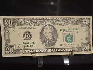 1993 $20 Dollar Vintage Retired SMALL FACE # 45094434 B 🔪 Miscut 👀 NO FOLDS - Picture 1 of 7