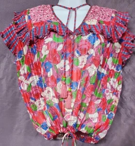 Vintage Diane Freis Georgette Ruffle Blouse Sz Medium ? (42" bust) - Picture 1 of 8