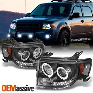 Se adapta a 08-12 Escape Negro Doble Halo DRL Luz de Día Tira de LED Faros Proyectores - Imagen 1 de 6