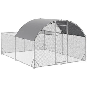 PawHut Metal Chicken Coop Outdoor Walk-in Chicken Runs for Yard W/ Cover - Picture 1 of 11