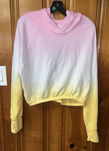 UNDERCOVER Victoria Sport Cropped Ombré Felpa con Cappuccio Media Rosa Bianco Giallo