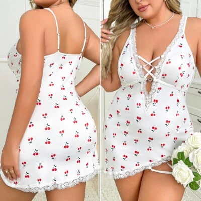 Camisón Babydoll Floral Mujeres Lencería Sexy Encaje Quimise Prendas para dormir Talla Grande Foto 1 de 4