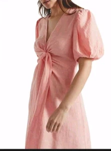 Beautiful Seed Heritage Pink Linen Tie Front Long Dress 14 Rrp $199 David Jones - Picture 1 of 10