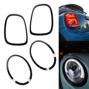 Gloss Black Headlight Cover Ring + Rear light Trims for MINI Cooper F55 F56 F57 - Picture 1 of 8